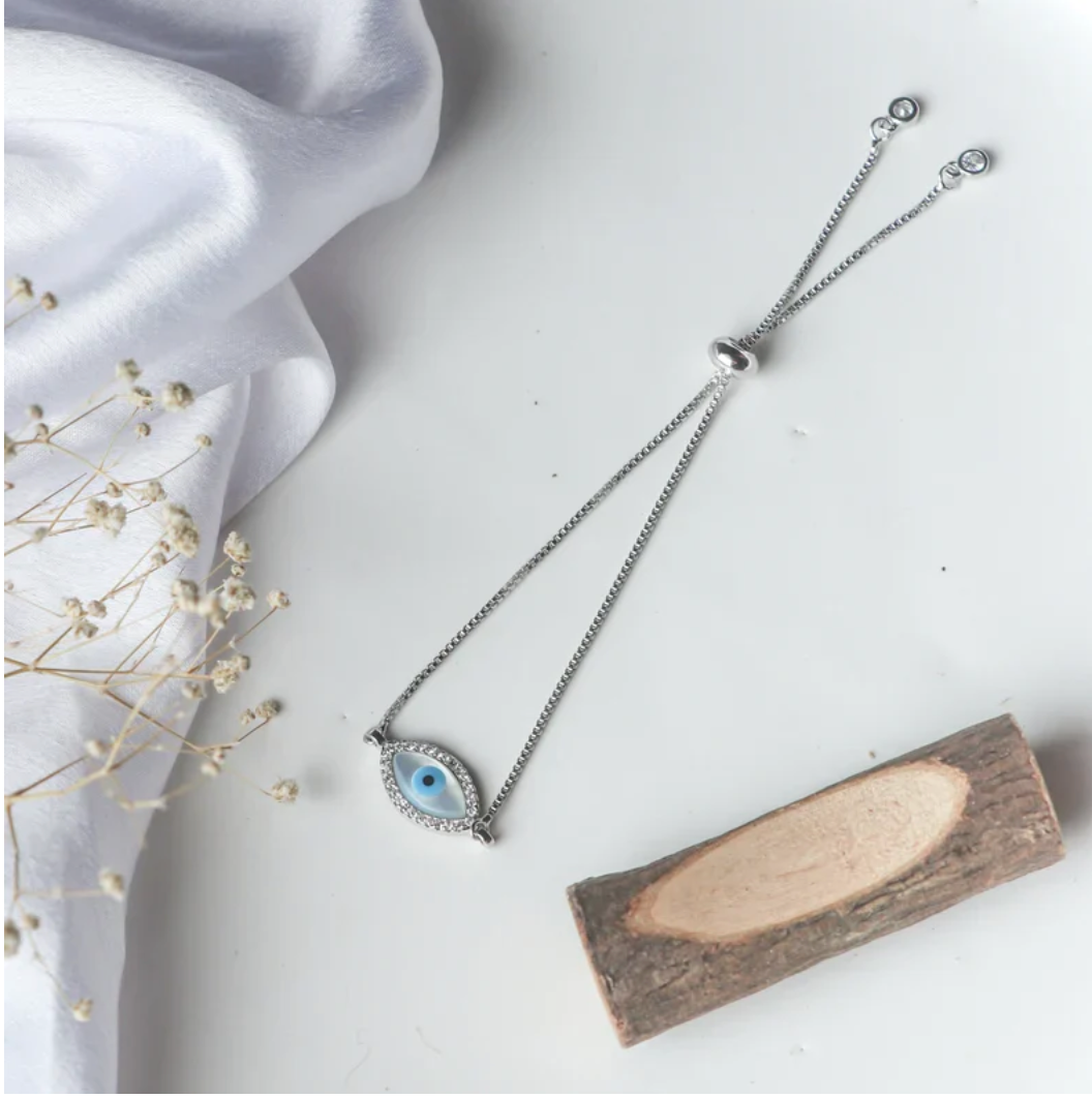 Silver Bracelet For women and Girls Silver Evil Eye Bracelet