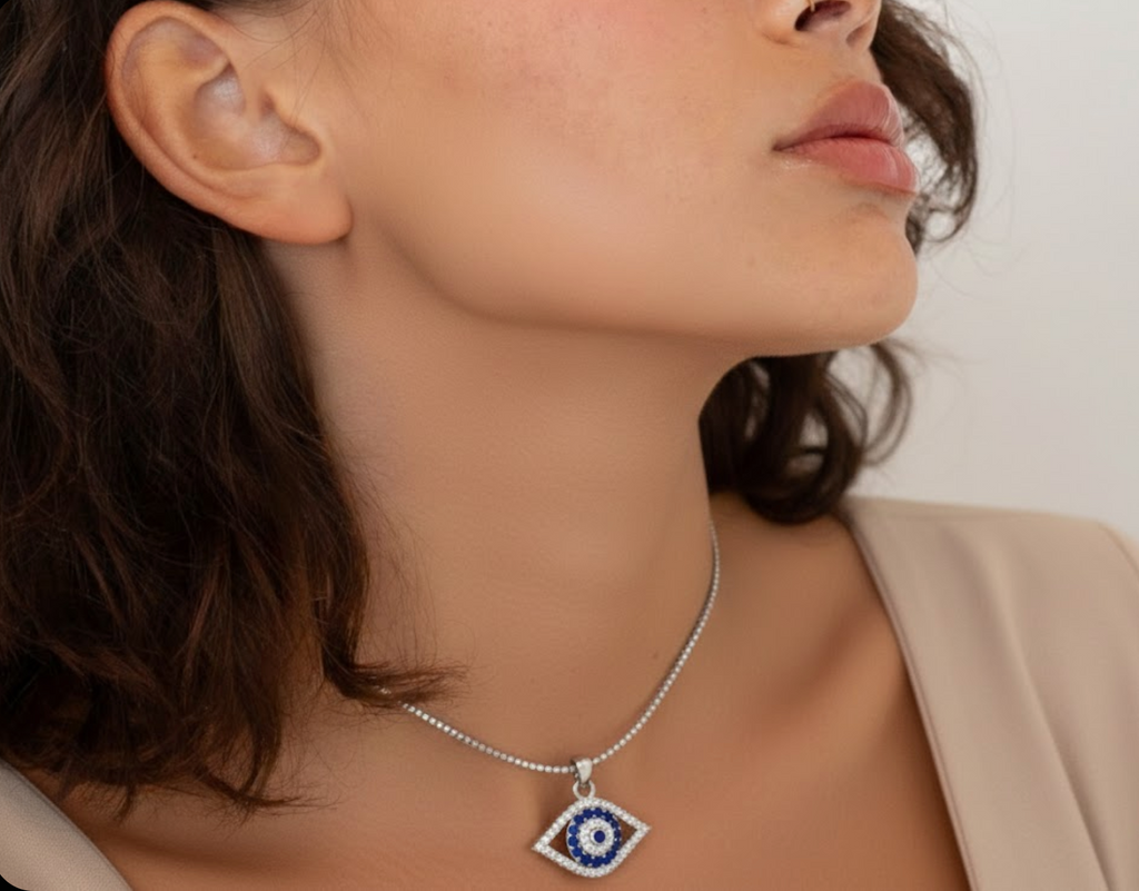 Silver Pendant For Girls and Women Evil Eye Pendant